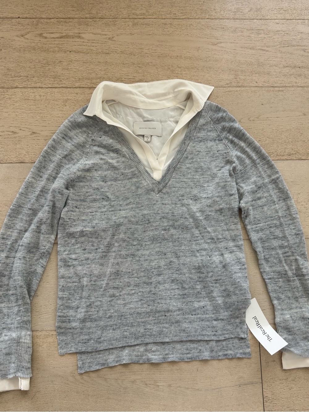 BROCHU WALKER Layered Looker Linen sweater S